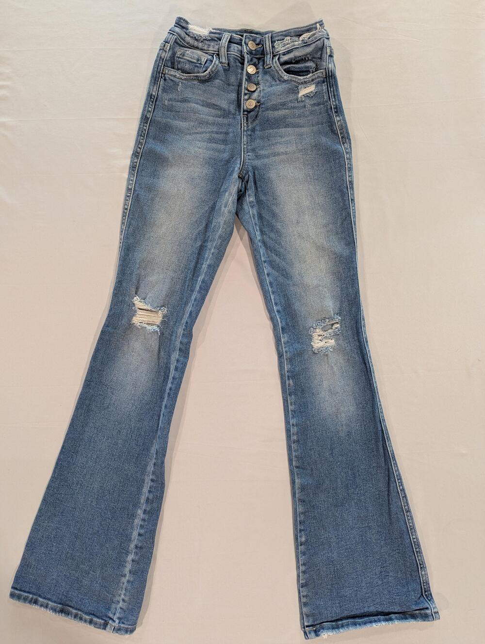 Flying Monkey Jeans Womens 24 Blue Med Wash High Rise Bootcut Distressed Denim